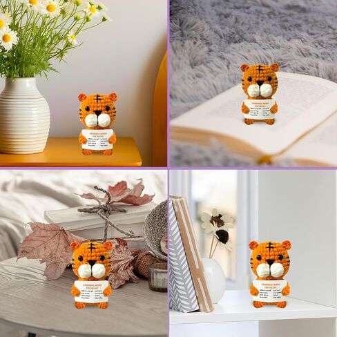 دمى الكروشيه المحبوك المصنوعة يدويًا ، حيوانات كروشيه إيجابية ، وهدايا ملهمة للدعم العاطفي للنساء من الرجال زميلات في العمل ، ورفع ديكور مكتب مضحك للمكتب منزل in Kuwait