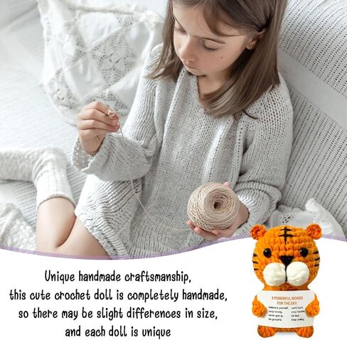 دمى الكروشيه المحبوك المصنوعة يدويًا ، حيوانات كروشيه إيجابية ، وهدايا ملهمة للدعم العاطفي للنساء من الرجال زميلات في العمل ، ورفع ديكور مكتب مضحك للمكتب منزل in Kuwait