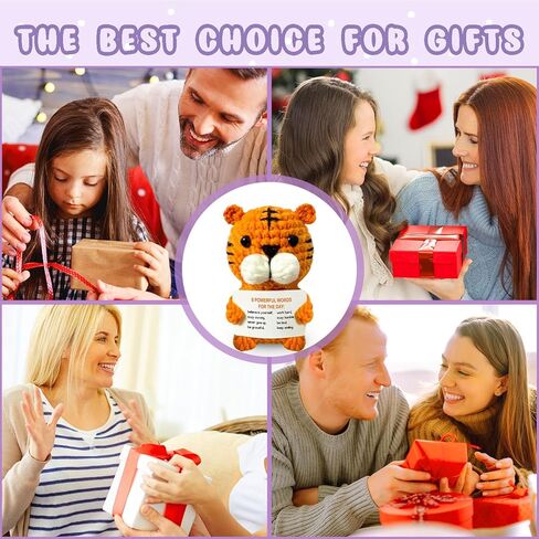 دمى الكروشيه المحبوك المصنوعة يدويًا ، حيوانات كروشيه إيجابية ، وهدايا ملهمة للدعم العاطفي للنساء من الرجال زميلات في العمل ، ورفع ديكور مكتب مضحك للمكتب منزل in Kuwait