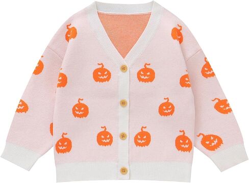 Winmany Toddler Girls Halloween Pumpkin Cardigan Sweater Girl's Soft Long Sleeve Fall Fall Tops لمدة 1-5 سنوات in Saudi Arabia