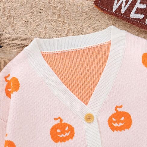 Winmany Toddler Girls Halloween Pumpkin Cardigan Sweater Girl's Soft Long Sleeve Fall Fall Tops لمدة 1-5 سنوات in Saudi Arabia
