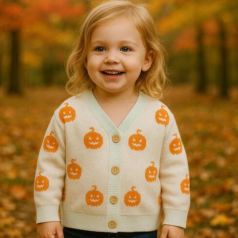Winmany Toddler Girls Halloween Pumpkin Cardigan Sweater Girl's Soft Long Sleeve Fall Fall Tops لمدة 1-5 سنوات in Saudi Arabia