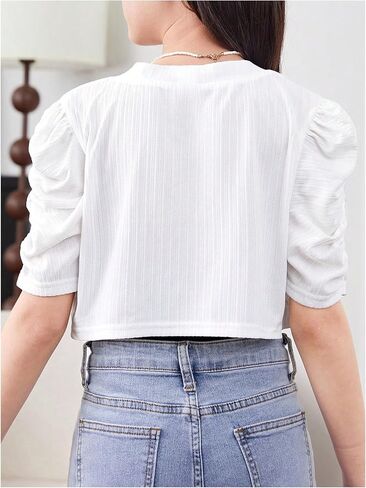 Oyoangle Girl's Puff Short Sleeve Cardigan Cardigan مفتوحًا Bolero Cardigans in Saudi Arabia