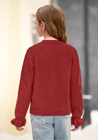Besserbay Girl Fall 3D Bow Button أسفل الكشكش متماسك طويل الأكمام سترة سترة كارديجان 6-14 سنة in Saudi Arabia
