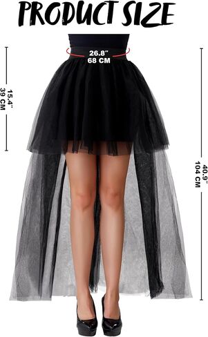 Spooktacular Creations Women's Black Bustle Skirts Long Tulle Tutu Skirt Elastic Overskirt for Halloween Cosplay Party in Saudi Arabia