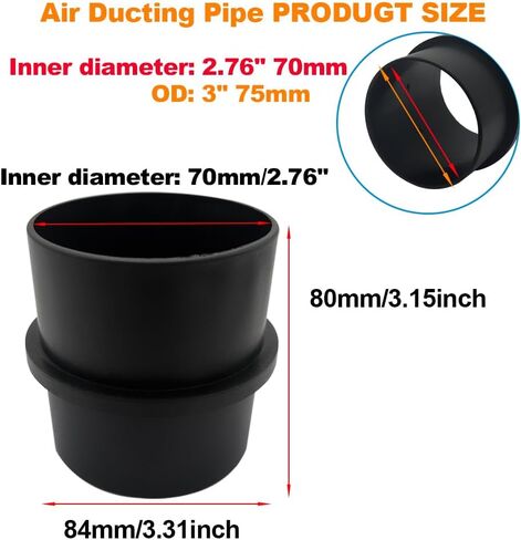 موصل هواء الهواء موصل مستقيم هوائية الهواء موصل الموصل 3 '' 75mm OD خرطوم قناة الديزل الأسود (1pcs) in Saudi Arabia