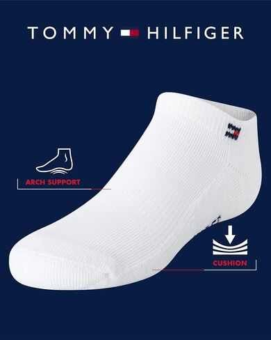 Tommy Hilfiger Kids Athletic Socks - 6 Pack Breathable No Show Low Cut Ankle Socks for Boys and Girls (Sizes: S-L) in Saudi Arabia
