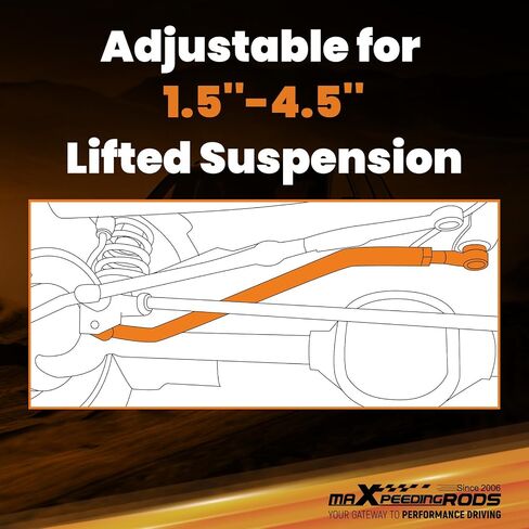 MaxPeedingRods قابلة للتعديل 1.5-4.5 بوصة شريط المسار الأمامي لجيب شيروكي XJ 1984-2001 ، Wrangler TJ 1997-2006 in Saudi Arabia