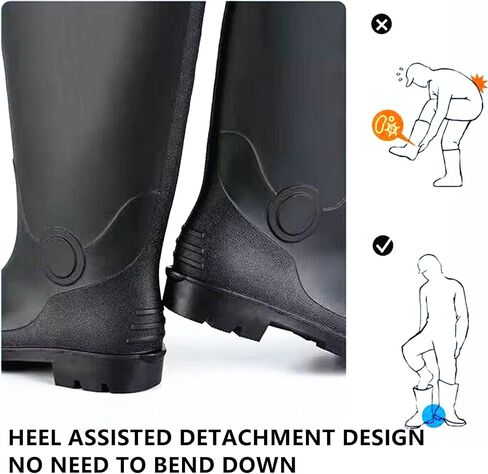 أحذية المطر ركبة عالية للرجال مقاوم للماء مع حذاء مطاطي PVC Mens Mens ، والراحة خفيفة الوزن أحذية الصيد للبستنة لسنوات المزرعة في الهواء الطلق in Kuwait