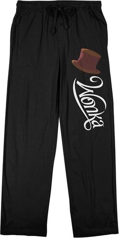 Willy Wonka & the Chocolate Factory (2023) Movie Logo and Top Hat Men's Black Graphic Sleep Pants in Saudi Arabia