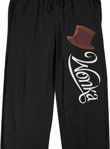 Willy Wonka & the Chocolate Factory (2023) Movie Logo and Top Hat Men's Black Graphic Sleep Pants in Saudi Arabia