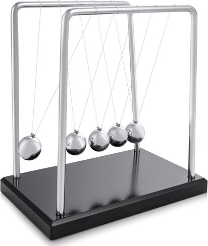 Toys4Boys Newtons Cradle Pendulum Balls، Newton Balls الحركية مع قاعدة خشبية سوداء لتزيين المكتب، أداة رائعة للحركة الحركية للمكتب للمنزل والمكتب، أداة الفيزياء العلمية in Saudi Arabia