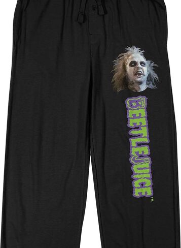 BioWorld Beetlejuice Betelgeuse Face & Logo Men's Black Sleep Pants Pajama in Saudi Arabia