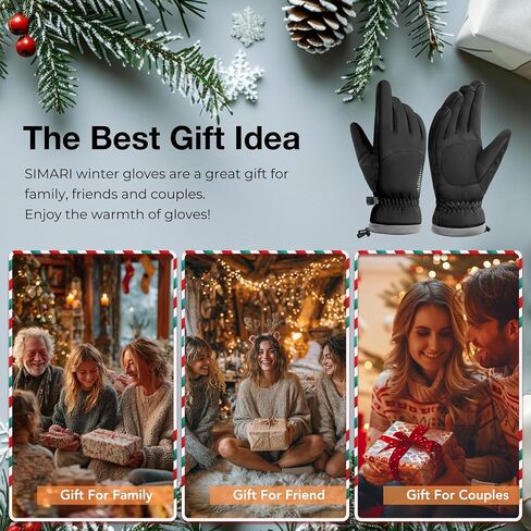 SIMARI Winter Waterproof Warm Gloves Women Men with Touchscreen Fingers, Ski Snow Windproof for Cold Weather Thermal, for Running Hiking Driving Cycling Outdoor Sports Daily Work in Saudi Arabia