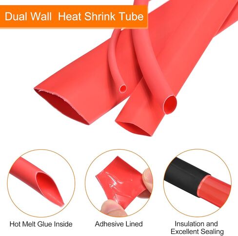 MECCANIXITY Heat Shrink Tubing, 3:1 Ratio 3/32 Inch Diameter 50ft Adhesive Lined Dual Wall Heat Shrink Tube Waterproof Sealed Black in Saudi Arabia