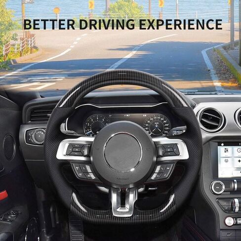 عجلة قيادة من ألياف الكربون هيدرو ديب تناسب 2015-2017 موستانج إيكوبوست GT شيلبي-موستانج GT350 GT350R 2.3L 5.0L بدون تسخين-JIANGGAI in Kuwait