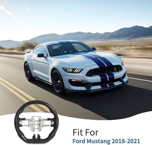 عجلة قيادة من ألياف الكربون هيدرو ديب تناسب 2015-2017 موستانج إيكوبوست GT شيلبي-موستانج GT350 GT350R 2.3L 5.0L بدون تسخين-JIANGGAI in Kuwait