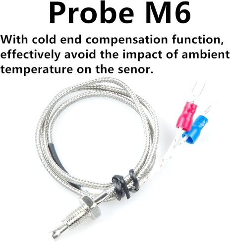 -76-999℉ Green LED Digital high Temperature Precision Thermometer Industrial Thermometer K Type thermocouple M6 Probe DC 12V 24V CAR (Green) in Saudi Arabia