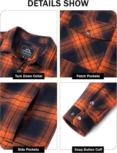 EKLENTSON Men's Flannel Shirt Jacket Quilted Lined Plaid Coats Warm Winter Jacket Thick Button Down Coat with 5 Pockets in Kuwait