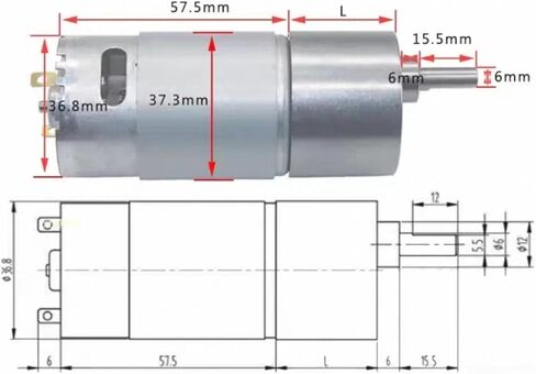 JGB37-550 High Torque DC Gear Motor ، 12V ، Silver ، Metal ، دوران عكسي ، مخفض الدقة ، مشاريع DIY (770 دورة في الدقيقة 12 فولت فقط المحرك) in Kuwait