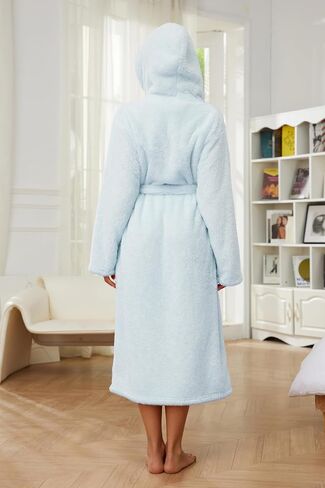 HEARTNICE Womens Hooded Fleece Robe, Thick Warm Plush Bathrobe for Women, Long Fluffy Comfy House Coat Long Fur Fleece in Saudi Arabia