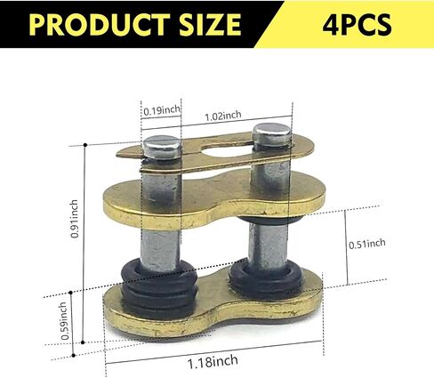 Shakas 4 PCS 520HV 520 سلسلة Master Link ، Host Hole Construction Seal Ring Boint Lock ، تجهيزات الفولاذ المنغنيز الثقيلة ، تناسب معظم الدراجات النارية (الذهب) in Saudi Arabia