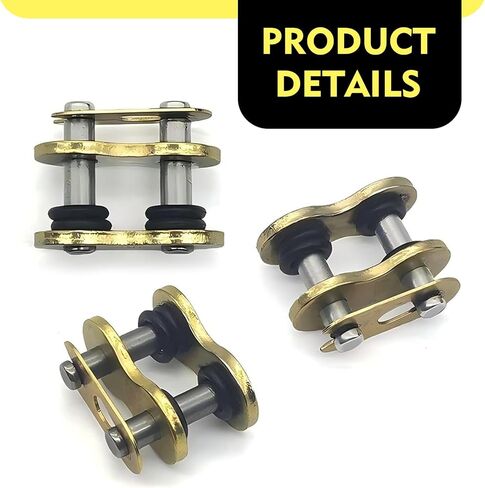 Shakas 4 PCS 520HV 520 سلسلة Master Link ، Host Hole Construction Seal Ring Boint Lock ، تجهيزات الفولاذ المنغنيز الثقيلة ، تناسب معظم الدراجات النارية (الذهب) in Saudi Arabia
