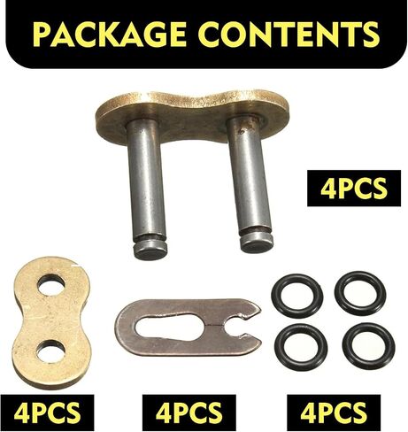 Shakas 4 PCS 520HV 520 سلسلة Master Link ، Host Hole Construction Seal Ring Boint Lock ، تجهيزات الفولاذ المنغنيز الثقيلة ، تناسب معظم الدراجات النارية (الذهب) in Saudi Arabia