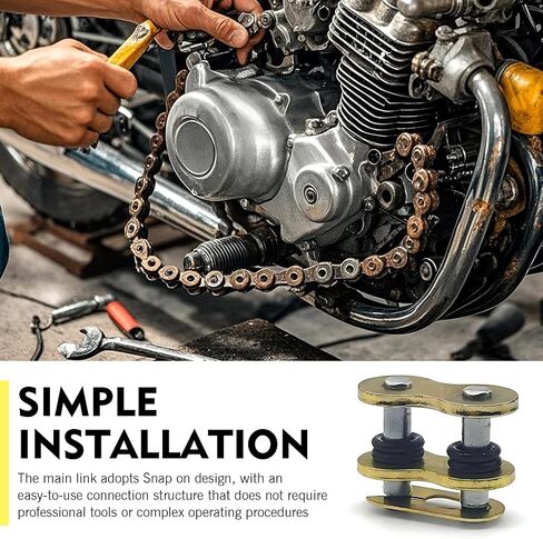 Shakas 4 PCS 520HV 520 سلسلة Master Link ، Host Hole Construction Seal Ring Boint Lock ، تجهيزات الفولاذ المنغنيز الثقيلة ، تناسب معظم الدراجات النارية (الذهب) in Saudi Arabia