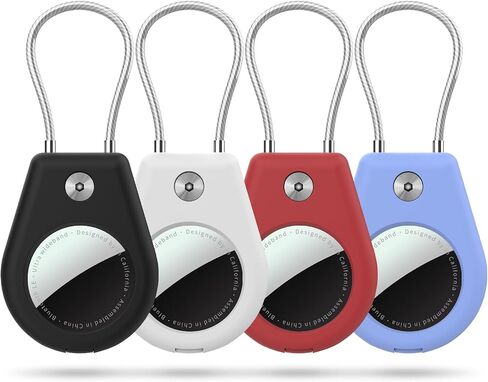 4 Pack Protect Case Compatible with Apple AirTag (Gen1&2), Secure GPS Tracker Holder with Wire Cable Shockproof & Anti-Theif Suitable for Keychain, Keys, Luggage, Bags and Kids in Kuwait