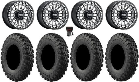 حزمة - 9 العناصر: المعادن FX Delta Bdlk CC 15 "عجلات BK 32" إطارات موتور [4x137 Bolt Pattern 12mmx1.5 Lug Kit] in Saudi Arabia