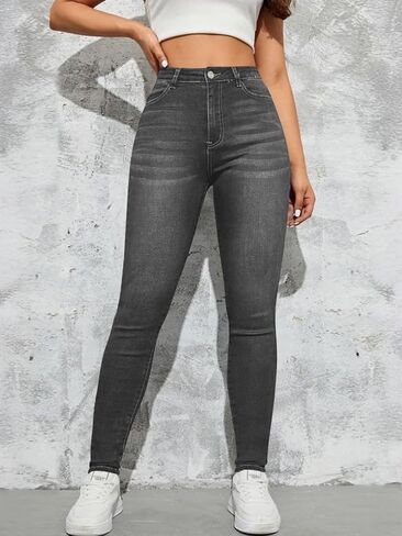 Women's Jeans Trendy Classic Stretch Skinny Shaping Mid Rise Work Danim Pants (Pack of 2) in Saudi Arabia