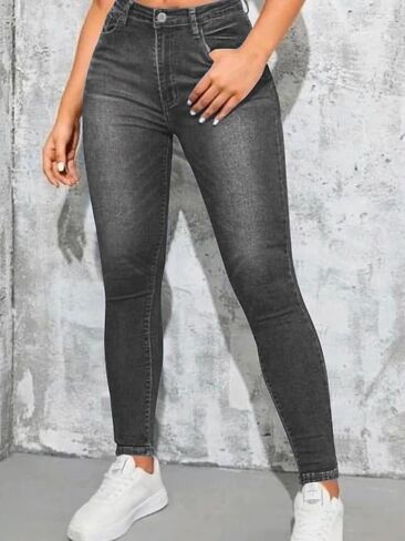 Women's Jeans Trendy Classic Stretch Skinny Shaping Mid Rise Work Danim Pants (Pack of 2) in Saudi Arabia