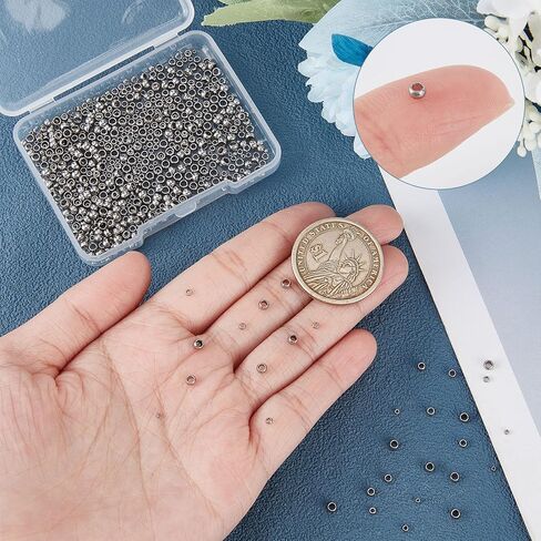 Beebeecraft 800Pcs/Box 4 Size Crimp Tube Beads 24K Gold Plated Stainless Steel Crimping Tube Spacers Cord End Caps Loose Stopper Beads for Earring Necklace in Saudi Arabia