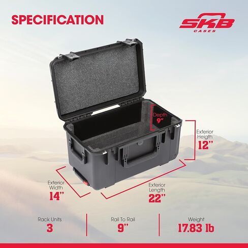 SKB 3i-2213M124U iSeries 4U Shallow Fly Rack Case - 9" in Saudi Arabia