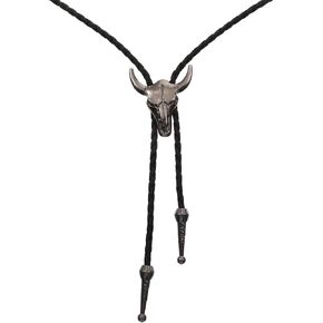 Bolo Tie للرجال الغربيين Silver Cowboy Bolo Tie Netclace Necktie Cow Skull Shape Bronze Cowboy Hat Buckle Western Western Handmade With Banquet Birthday Gift Men Women in Saudi Arabia