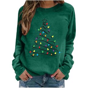 Christmas Shirts for Women Long Sleeve Casual Xmas Tree Graphci Cute Party Holiday Tees Fashion Fall Pullover Tops in Saudi Arabia