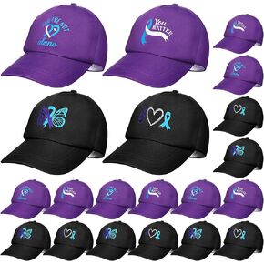 Hercicy 20 Pcs Breast Cancer Awareness Baseball Hats for Women Suicide Prevention Baseball Hats Ribbon Unisex Adjustable Caps in Kuwait