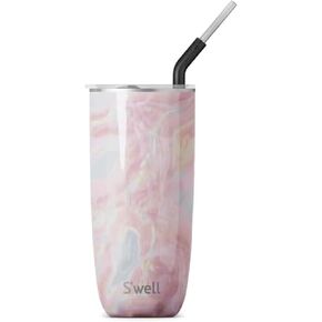 S'well Stainless Steel Tumbler with Straw and Slide-Open Lid, 24oz, Marble Swirl, Triple Layered Vacuum Insulated Containers Keeps Drinks Cold for 18 Hours and Hot for 5, BPA Free in Kuwait