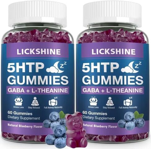 2 Pack 300mg 5-HTP Gaba Sleep Complement مع ملحق L-theanine 200 ملغ للدماغ ، ومثبت المزاج ودعم النوم ، وخالي من الميلاتونين ، أوميغا 3-6-9 ل zzz الطبيعي ، و Fluerberry Flavor in Saudi Arabia