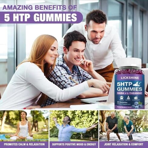 2 Pack 300mg 5-HTP Gaba Sleep Complement مع ملحق L-theanine 200 ملغ للدماغ ، ومثبت المزاج ودعم النوم ، وخالي من الميلاتونين ، أوميغا 3-6-9 ل zzz الطبيعي ، و Fluerberry Flavor in Saudi Arabia