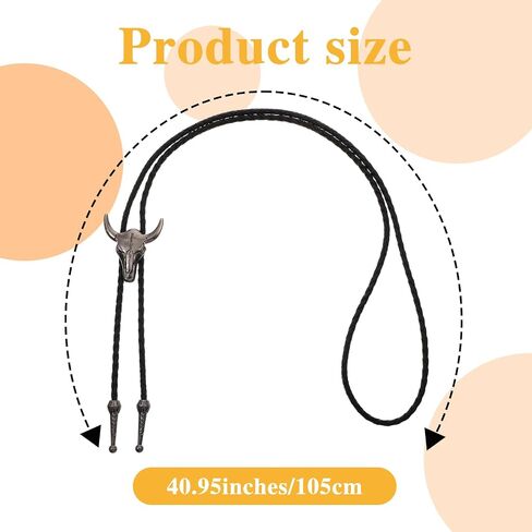 Bolo Tie للرجال الغربيين Silver Cowboy Bolo Tie Netclace Necktie Cow Skull Shape Bronze Cowboy Hat Buckle Western Western Handmade With Banquet Birthday Gift Men Women in Saudi Arabia