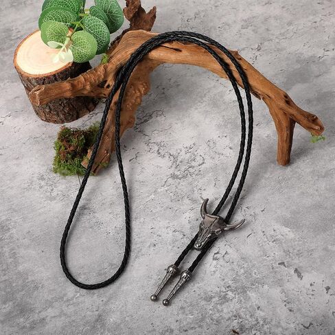 Bolo Tie للرجال الغربيين Silver Cowboy Bolo Tie Netclace Necktie Cow Skull Shape Bronze Cowboy Hat Buckle Western Western Handmade With Banquet Birthday Gift Men Women in Saudi Arabia