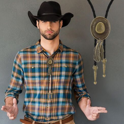 TIE BOLO للرجال نساء Western Cowboy TIE قلادة خمر رعاة البقر قبعة القبع in Saudi Arabia