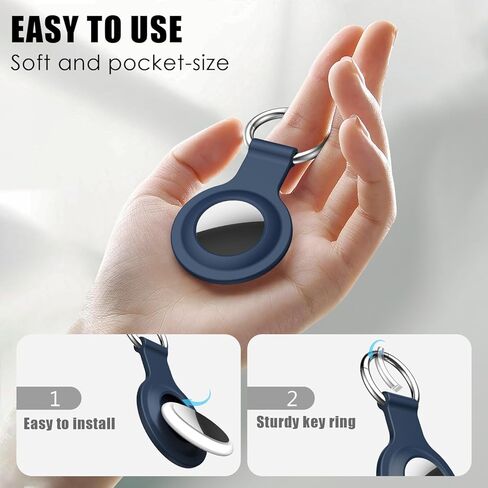 حامل بطاقات Airtag من R-fun، حافظة Apple Air Tag مكونة من 4 عبوات مع سلسلة مفاتيح معدنية، حماية متعددة الألوان للأمتعة، طوق الكلب، المفاتيح (أسود، أزرق، أزرق سماوي، أخضر) in Kuwait