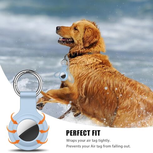 حامل بطاقات Airtag من R-fun، حافظة Apple Air Tag مكونة من 4 عبوات مع سلسلة مفاتيح معدنية، حماية متعددة الألوان للأمتعة، طوق الكلب، المفاتيح (أسود، أزرق، أزرق سماوي، أخضر) in Kuwait