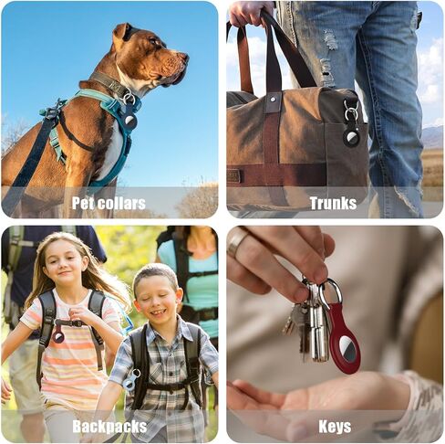 حامل بطاقات Airtag من R-fun، حافظة Apple Air Tag مكونة من 4 عبوات مع سلسلة مفاتيح معدنية، حماية متعددة الألوان للأمتعة، طوق الكلب، المفاتيح (أسود، أزرق، أزرق سماوي، أخضر) in Kuwait