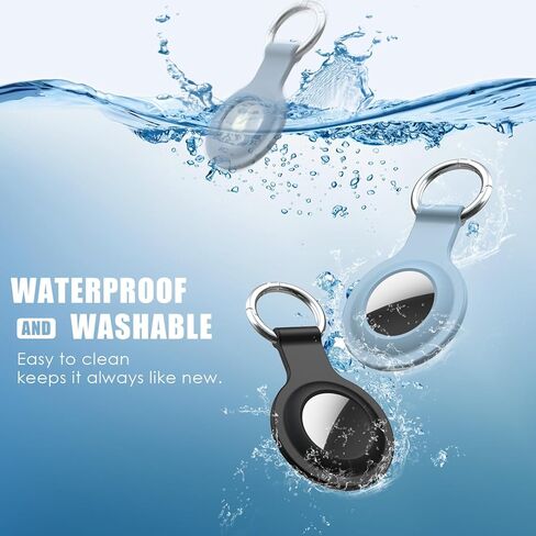 حامل بطاقات Airtag من R-fun، حافظة Apple Air Tag مكونة من 4 عبوات مع سلسلة مفاتيح معدنية، حماية متعددة الألوان للأمتعة، طوق الكلب، المفاتيح (أسود، أزرق، أزرق سماوي، أخضر) in Kuwait