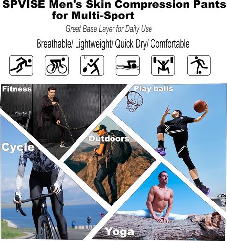 سروال ضغوط للرجال SPVISE بارد طماق رياضية جافة تجريب الجوار الجوارب النشطة Spandex Sports Base BAST in Kuwait