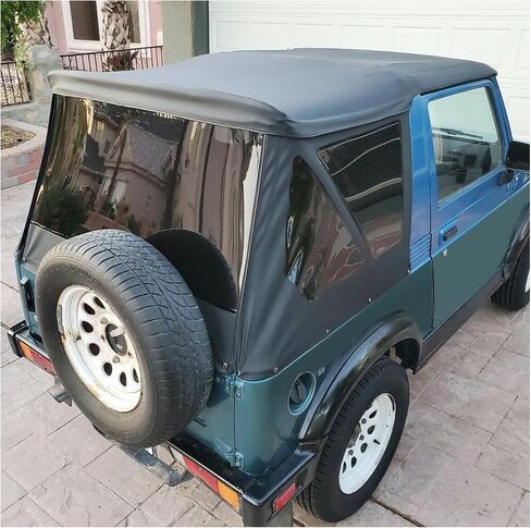استبدال TOP Soft Top Kuafu متوافق مع 1986-1994 Suzuki Samurai ، سقف ناعم فينيل سوداء سود in Saudi Arabia
